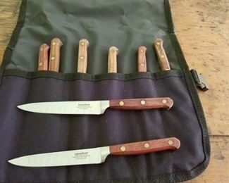 rosewood handle steak knife set, by Lamson Sharp