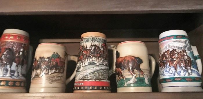 Vintage 80s Budweiser Clydesdale Holiday Steins 