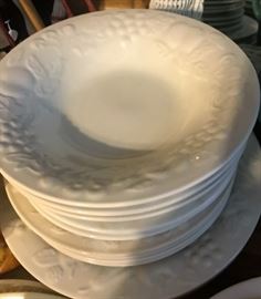 Gibson fruit embossed white dishes 
