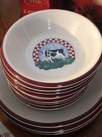 Century Stoneware Cow dinnerware "Fannie's Farm" pattern  