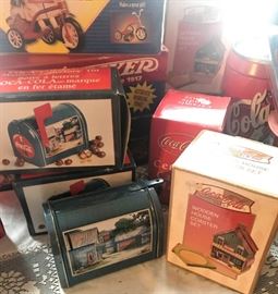 Coca-Cola mailbox tins, coaster set, ceramic candle holders and more