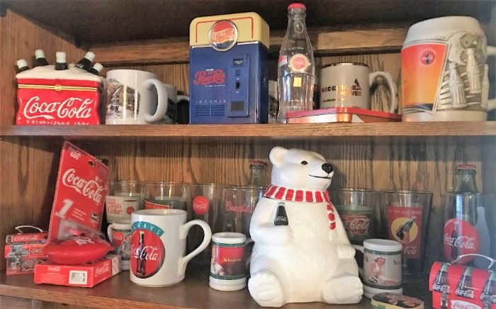 Coca cola collectibles, Pepsi radio, Georgia Power mugs