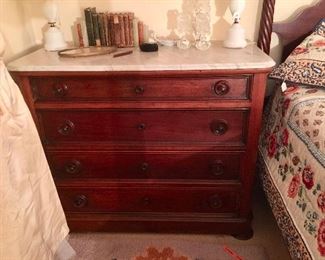 Antique Marble top 4 Drawer Chest