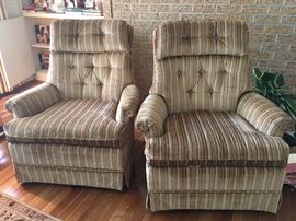 Pair of Broyhill MidCentury Velvet Swivel Rockers