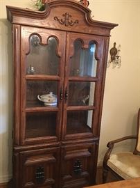 Mid Century Modern Lighted China Cabinet with 4 Doors & One Velvet Lined Silverware Drawer by
    Drexel Traditional Furnishings