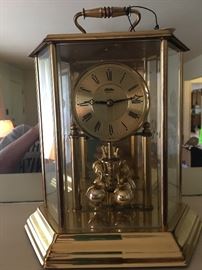 Vintage Brass & Beveled Glass Mantle Clock