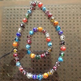 Vintage Glass Bead Necklace & Bracelet