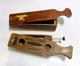 Hunting Materials Including M.A.D. Double Barrel Box Call, Primos Hoot Flute, Primos Diaphragm Call Case, Turkey Hunting DVD And Books