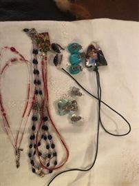 Assorted earrings and necklaces