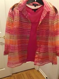 Pink woven sheer jacket with tank Size M
