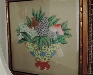 Detail of Chinese Watercolor - YELLOW bowl with fruit