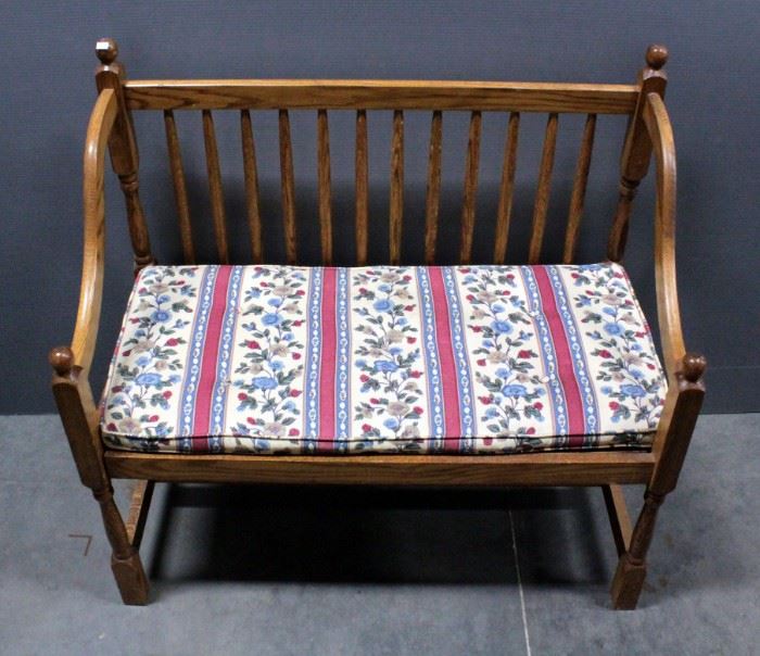 Spindle Back Bench With Woven Seat And Pad 38"W x 36"H x 19.5"D
