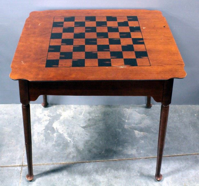 Wood Game Table, Reversible Top Has Checker/Chess Board on Underside, Remove Top for Backgammon Board, Includes Game Pieces 30.5"W x 30.5"H x 25"D