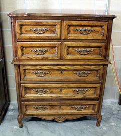 American Drew Chest of Drawers, 4 Drawers, Solid Wood, Dovetail Construction, Brass Pulls