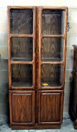 Keller Bunching China Cabinet No. 6790, Glass Doors, 2 Glass Top Shelves, 2 Shelves In Lower Compartment, Interior Light Powers On 32"W x 72"H x 15"D