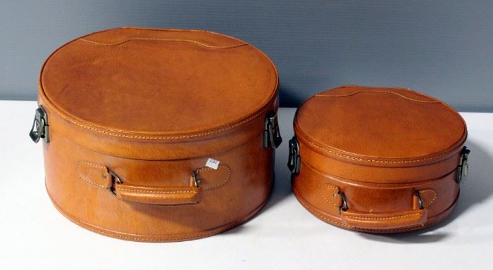 Leather Hat Box And Toiletries Bag