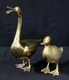 Brass Goose 14.5"H And Brass Duck 8.25"H