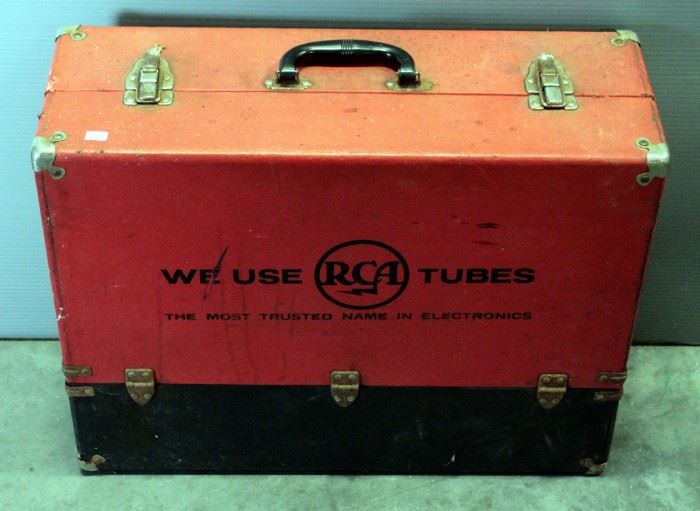 Large Assortment of RCA Radio Tubes in Double-Compartment Carrying Case