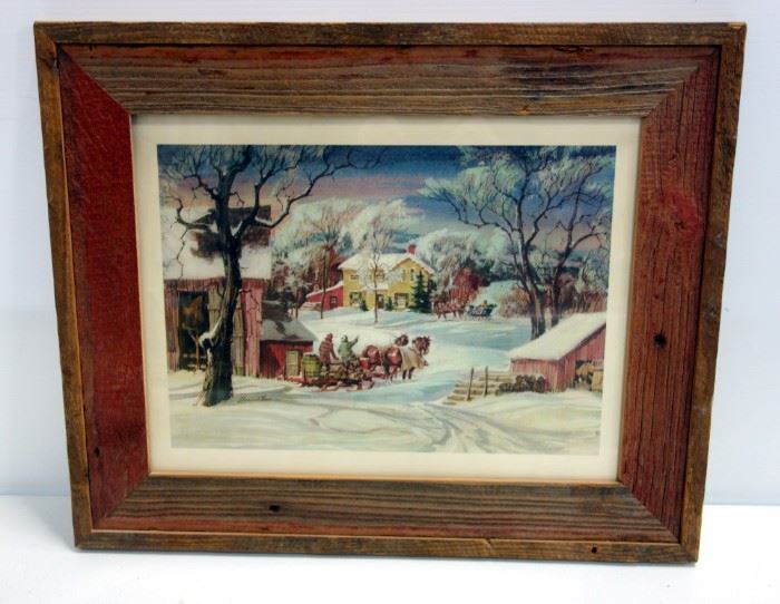 Image of Country Farm in Winter By Francis Chase 25"W x 20.5"H