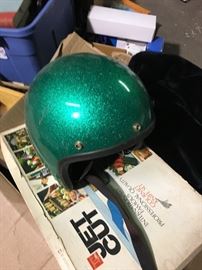 Vintage green sparkle helmet 