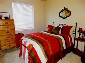 Custom Custom mattress, full size bronzed headboard, handmade highboy dresser