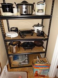Kitchen small appliances, fine kitchenware, pots, pans
