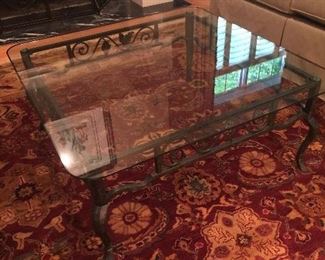Black iron and glass coffee table 
