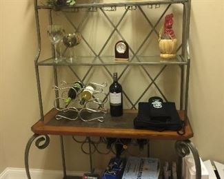 Iron and wood wine rack