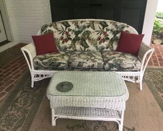 Vintage wicker 3 seater and coffee table