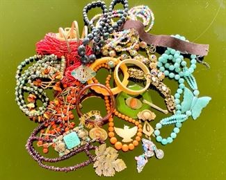 Vintage Costume Jewelry Includes Bakelite, Beads From India, More