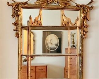 Fancy Wall Shelf with Mirror Back