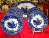 Wedgwood "Clytie" turkey set in flow blue