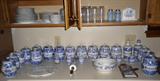 German earthenware canister set (and other items) in the "Blue Onion" pattern