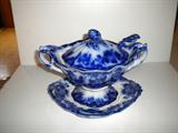 Flow blue tureen