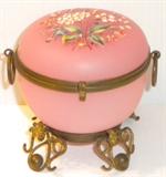 Fine frosted and enameled glass box (likely Austro-Bohemian) ca. 1880-90