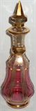 Moser (or Moser-type) flashed cranberry scent bottle, with gold tracery and full-on gilding