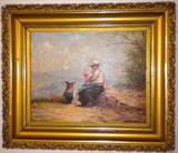 Oil painting (listed artist), living room