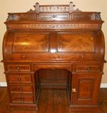 burled walnut Wooten-type desk, in the Eastlake style, ca. 1890-1900