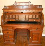 burled walnut Wooten-type desk, in the Eastlake style, ca. 1880-1890