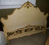 ivory and gold French-style headboard and footboard