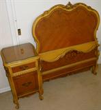 Louis XV-style headboard, footboard and nightstand ca. 1920-30