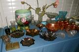 Carnival glass and other items (dining room)