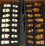 detail, carved ivory chess set