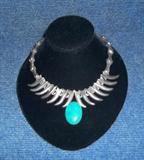 gorgeous and substantial Taxco sterling and turquoise necklace -- very reminiscent of both Aguilar and Pineda