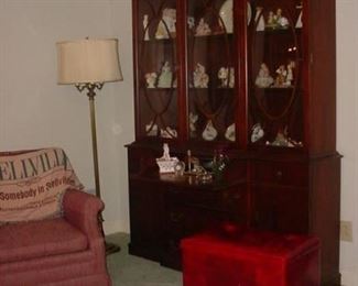 Large china cabinet, beautiful concave bubble glass doors 