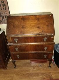 Antique flame mahogany drop front secretary