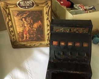 Beams Choice bottle and Uncle Sam Bank.