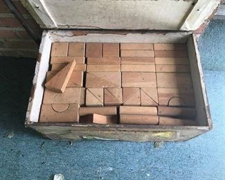 Box of wooden blocks.