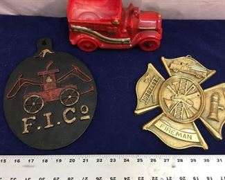 Brass Fire Dept. Logo and collectibles