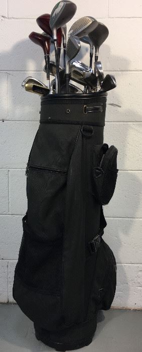 Black Golf Bag with clubs